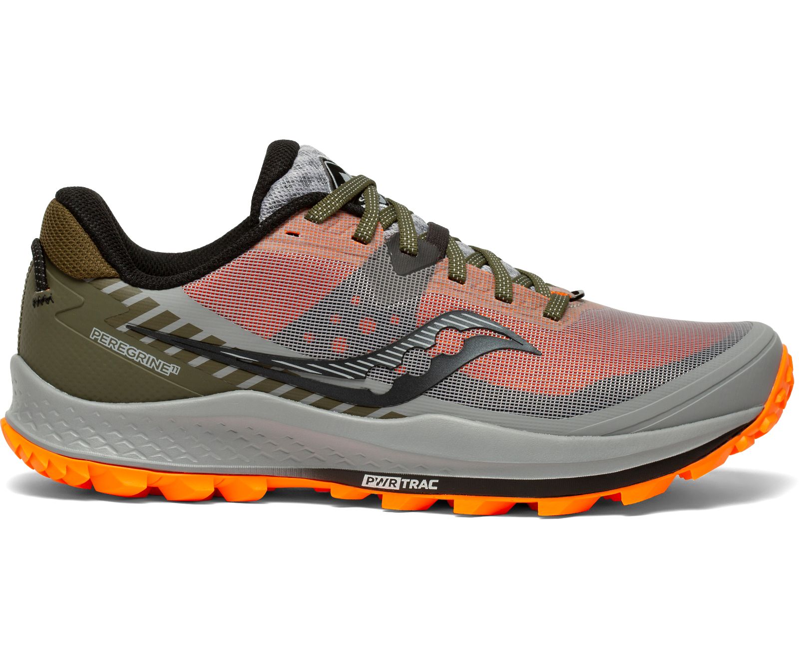 Men's Saucony Peregrine 11 Trail Running Shoes Grey / Olive / Orange | Singapore 583AHKP